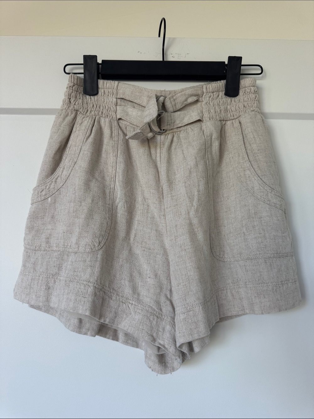 High-Waist Linen-Blend Shorts